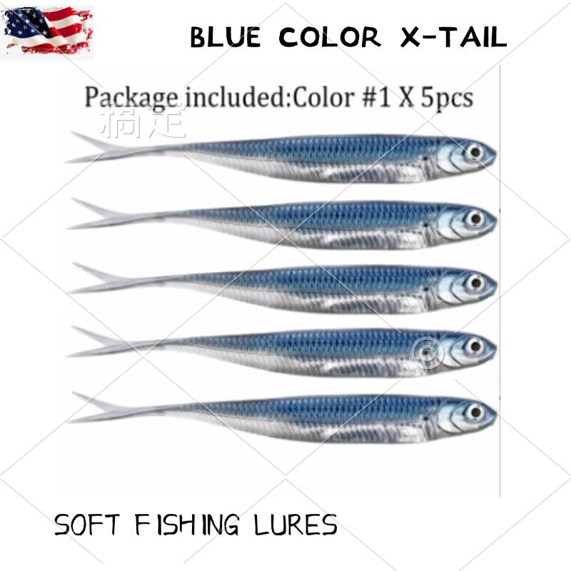 5X Soft Plastic Swimbaits Paddle Tail Shad Fishing Lures for Bass and Trout