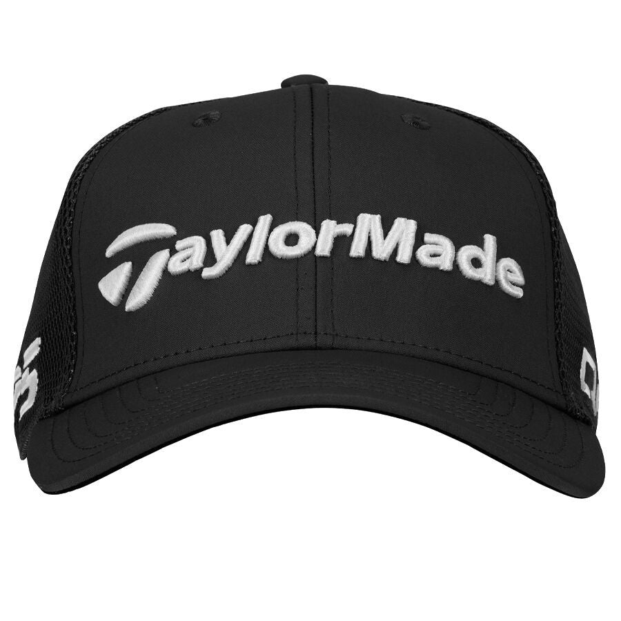 Men's Fitted Golf Cap with Breathable Mesh - Black, S/M