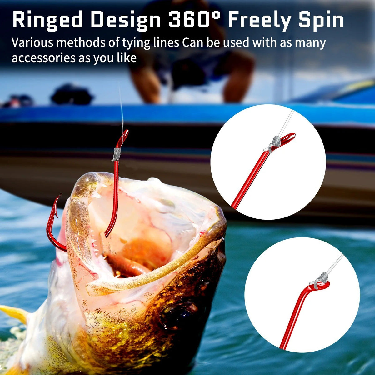 Saltwater & Freshwater Fish Hooks - 100 Pcs Red Octopus Circle Hooks