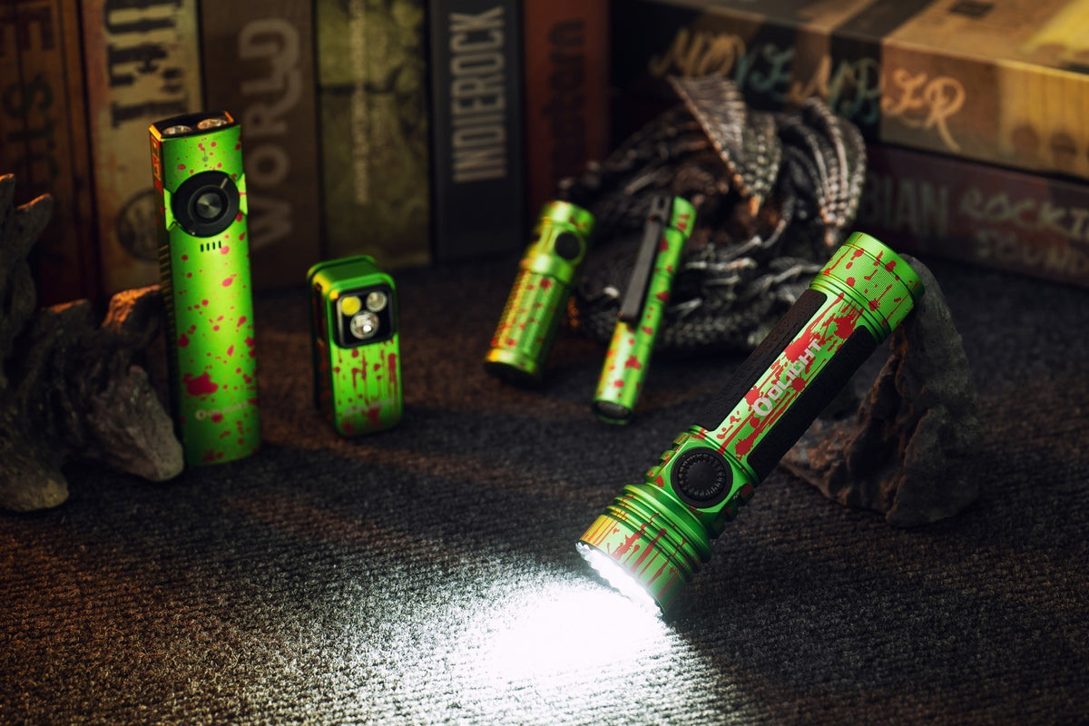 High Power LED Flashlight 4600 Lumens with Holster - Zombie Green, Waterproof, Heavy Duty