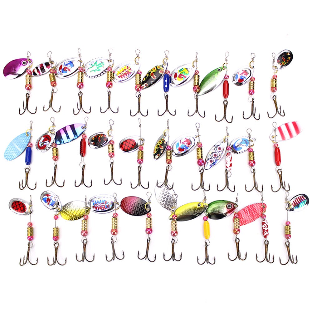 30pcs Mixed Fishing Lures Crankbaits Spinner Baits for Bass