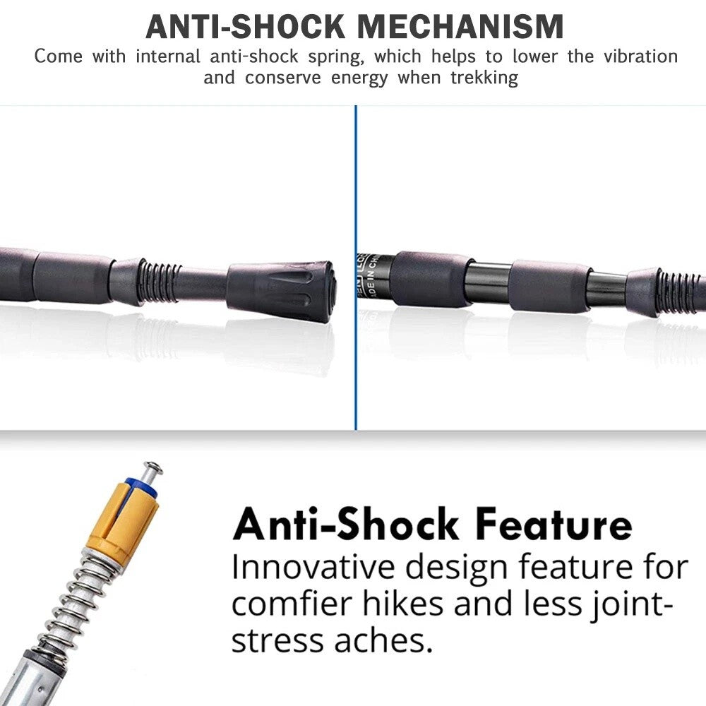 Adjustable Trekking Poles - Lightweight Aluminum Hiking Sticks with Anti-Shock