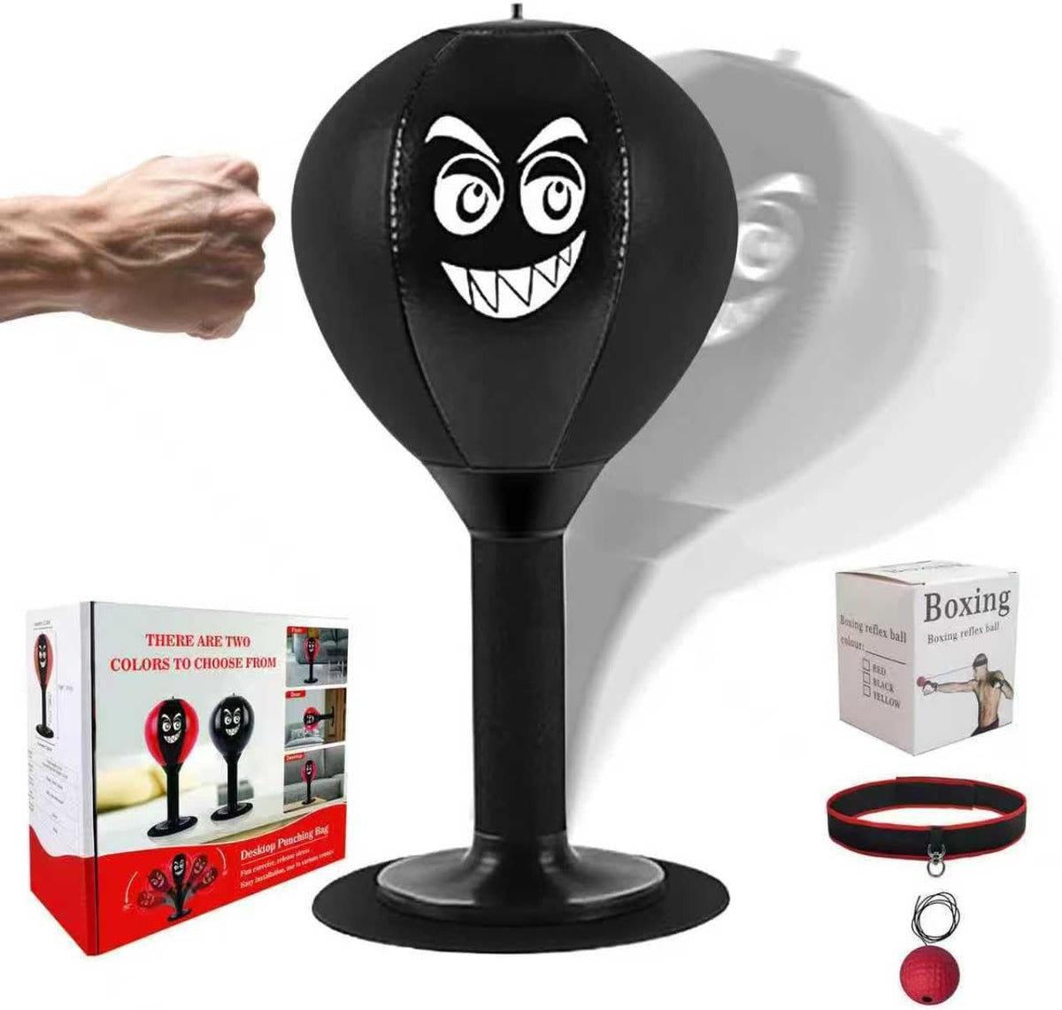 Desktop Punching Bag Set with Pump Reflex Ball and Suction Base - Gift