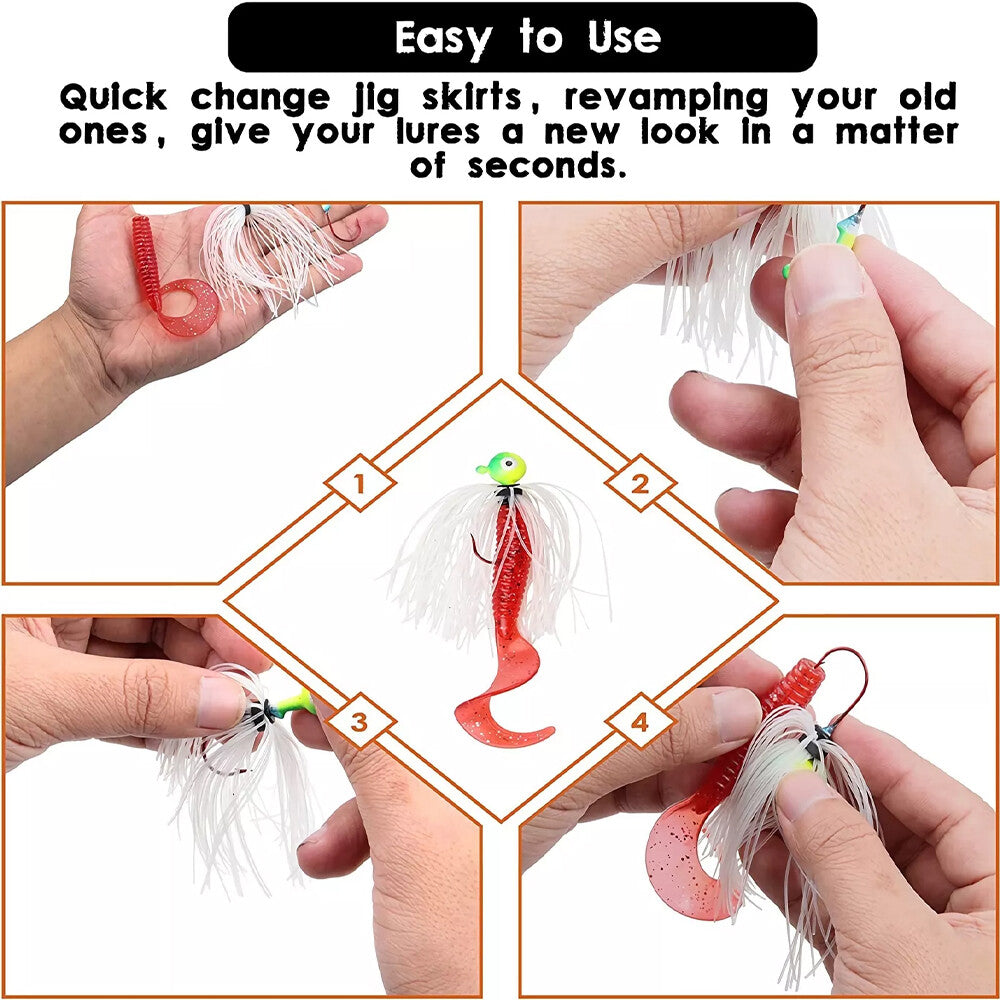 Silicone Fishing Skirt Replacement Set for Spinnerbaits and Lures - 24 Bundles