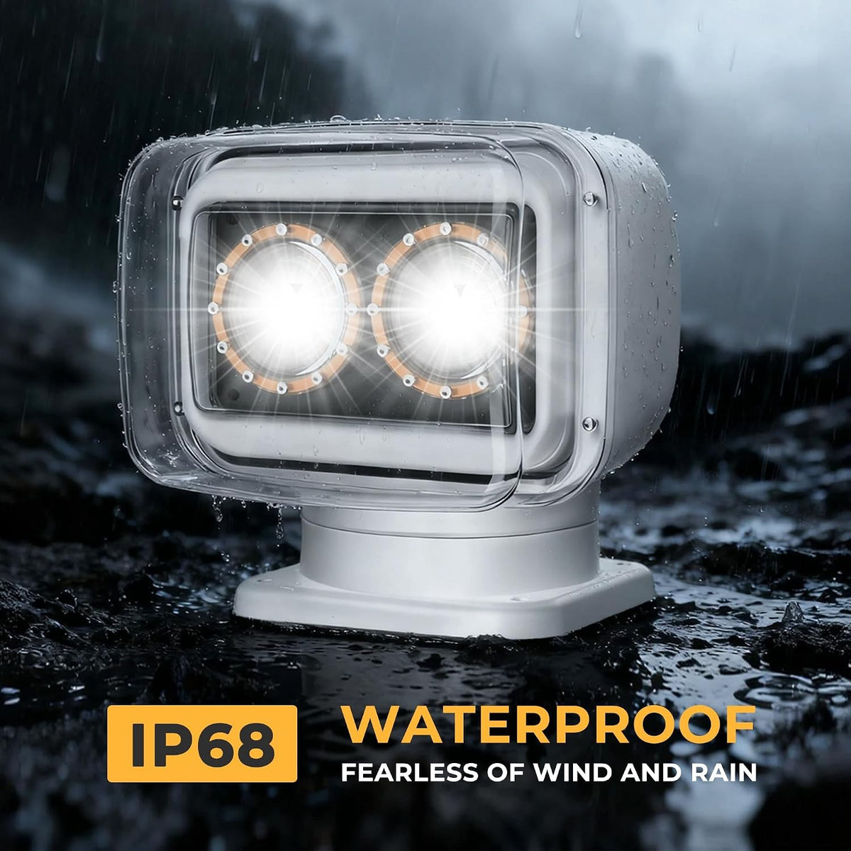 80W 5000LM LED Search Light for Trucks Marine Spotlight 360° Rotating White
