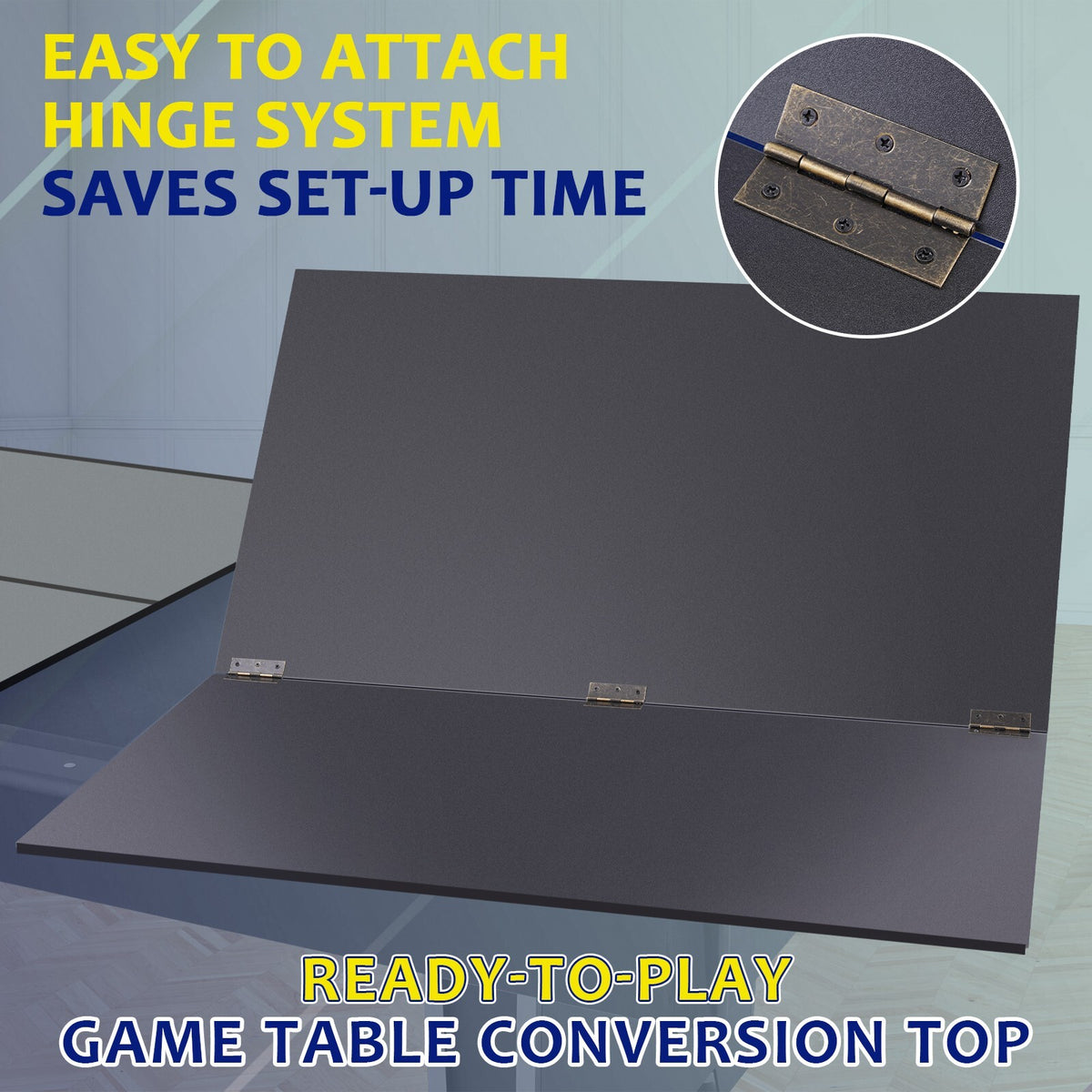 7 ft Ping Pong Table Topper - Foldable Conversion Top with Net & Posts