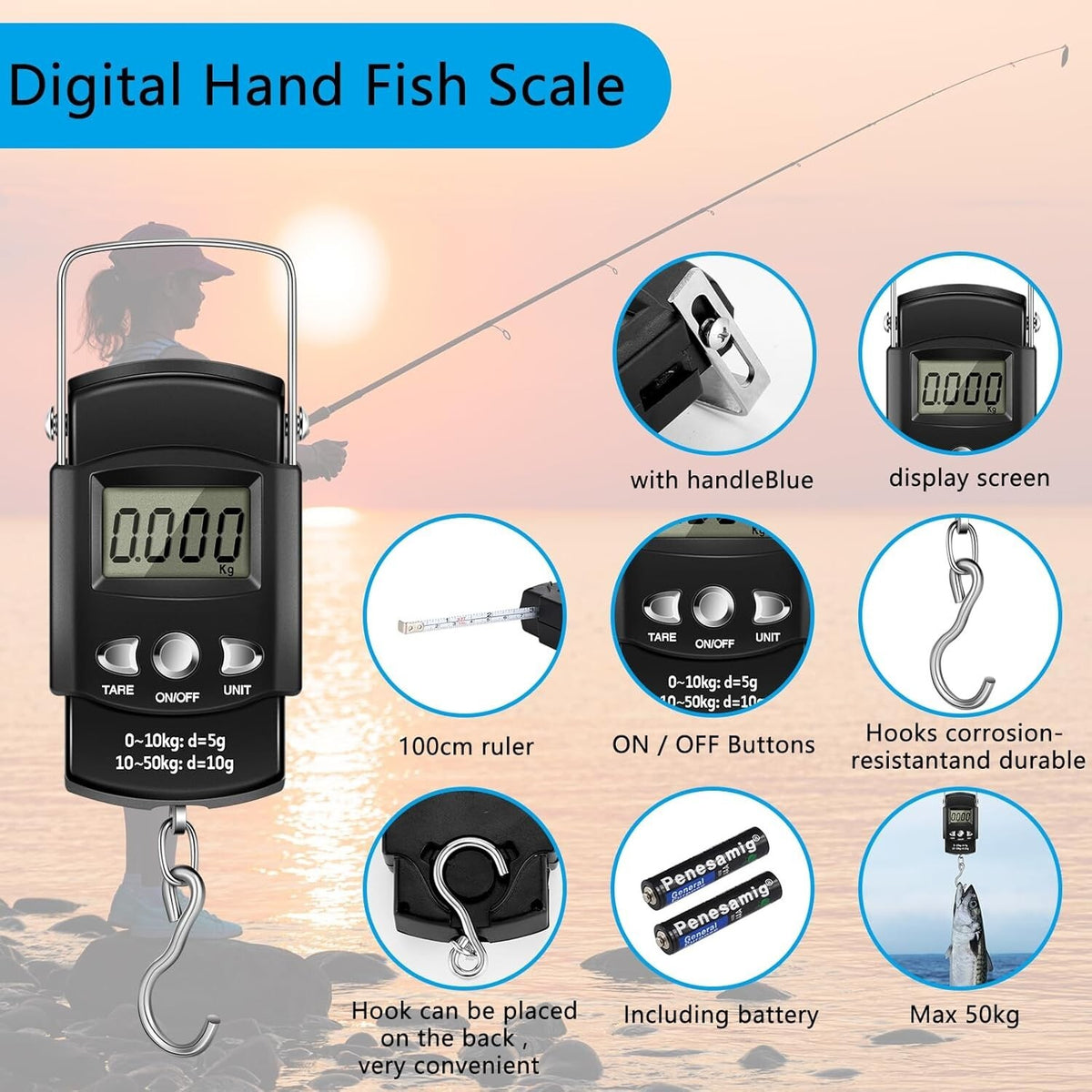 Fish Hook Remover Tools Kit with Fish Gripper and Digital Scale for Fishing