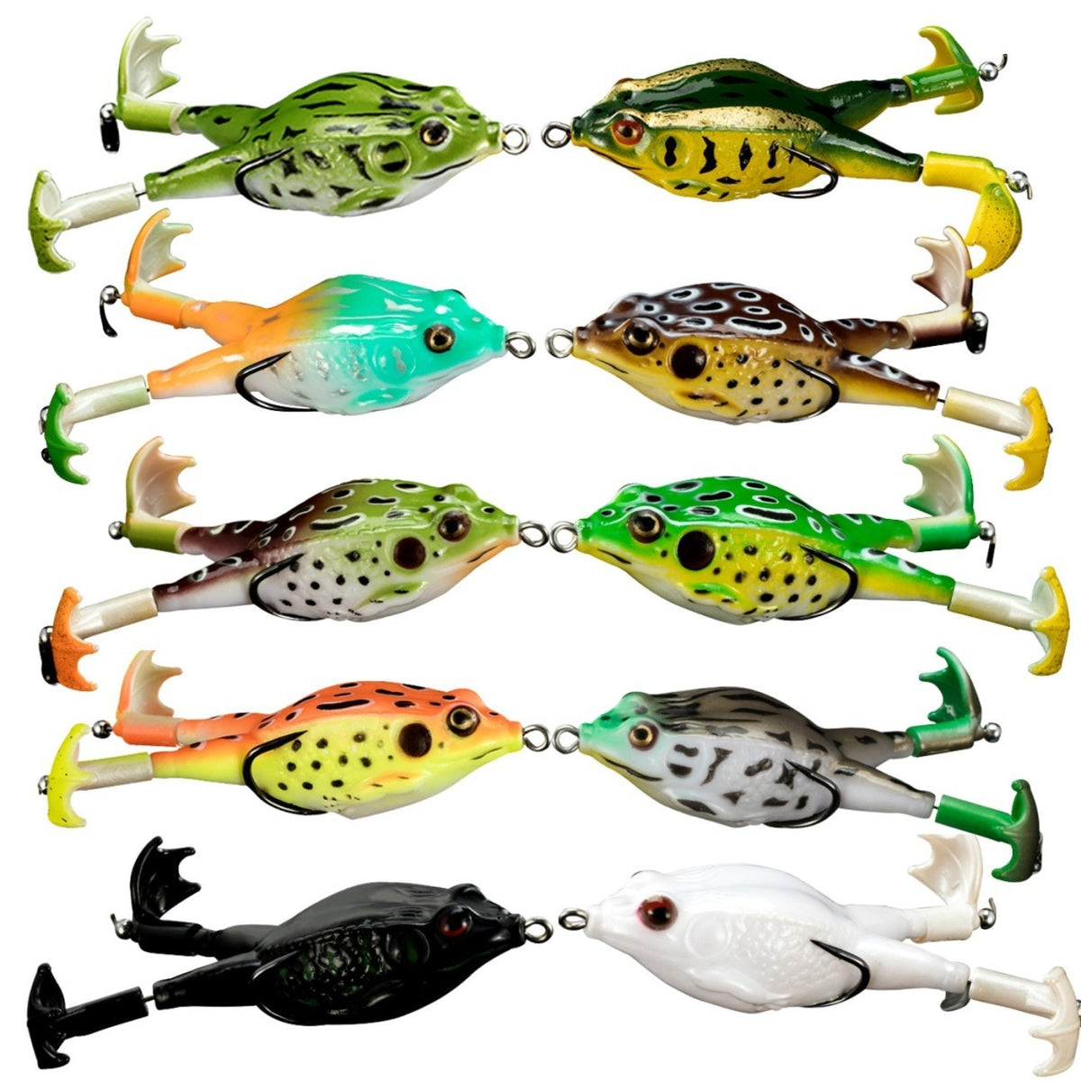10pcs Soft Frog Fishing Lure 9cm 13g Top Water Artificial Baits with Rotating Legs