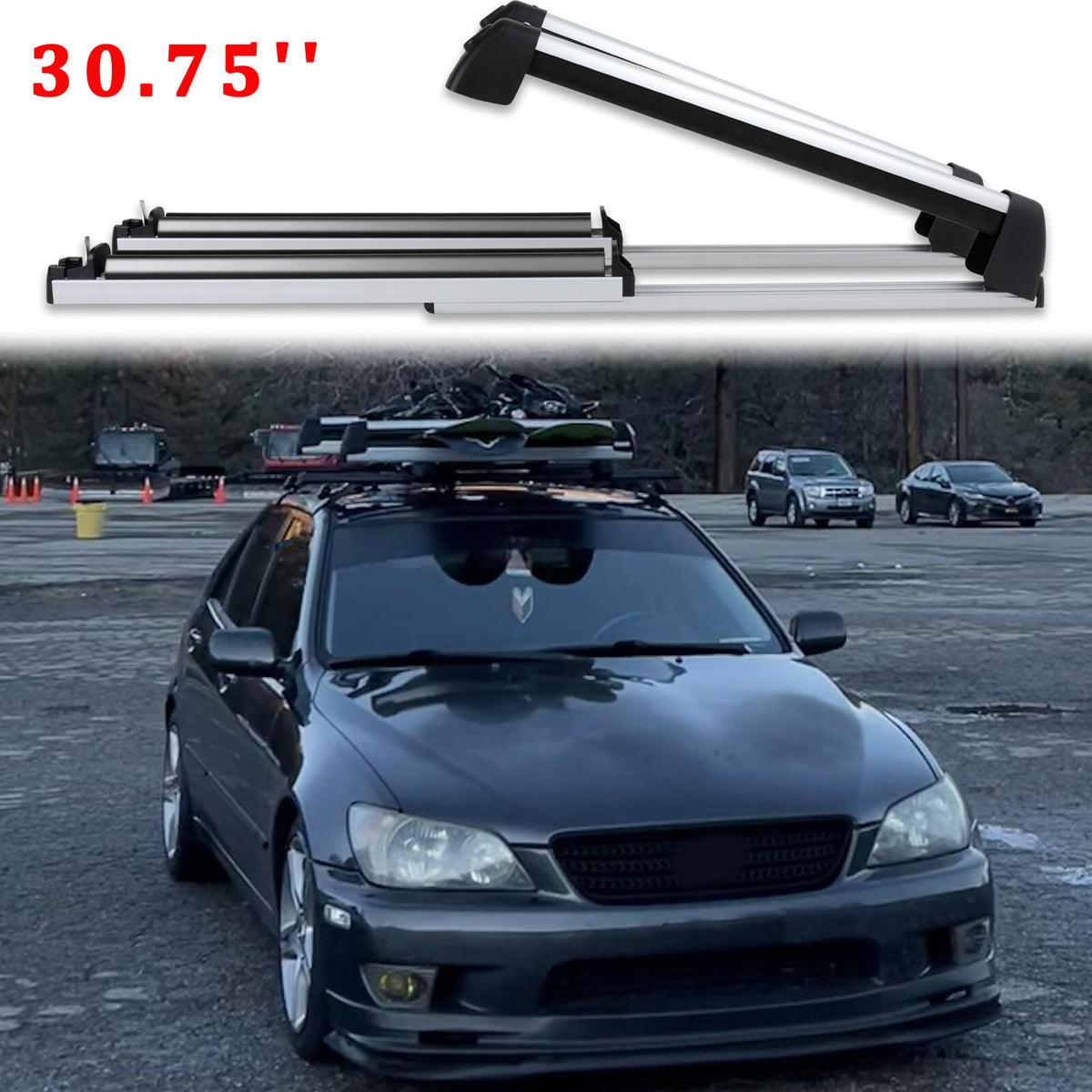Universal Ski & Snowboard Roof Rack Cross Bars with Lock for Lexus IS300 IS250 IS350