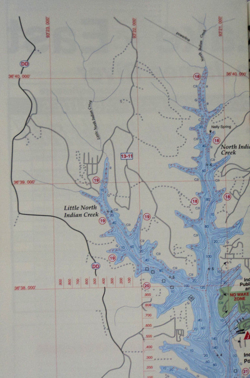 Fishing Map for Table Rock Lake East Section Waterproof GPS Points
