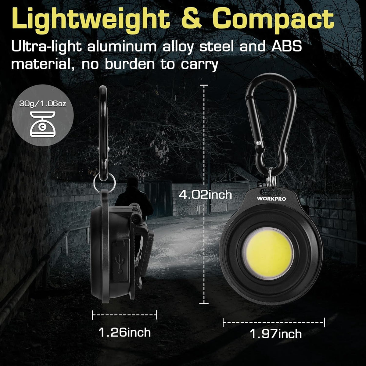 Magnetic Keychain Flashlight with 3 Light Modes, USB-C Rechargeable, Clip & Magnetic Base