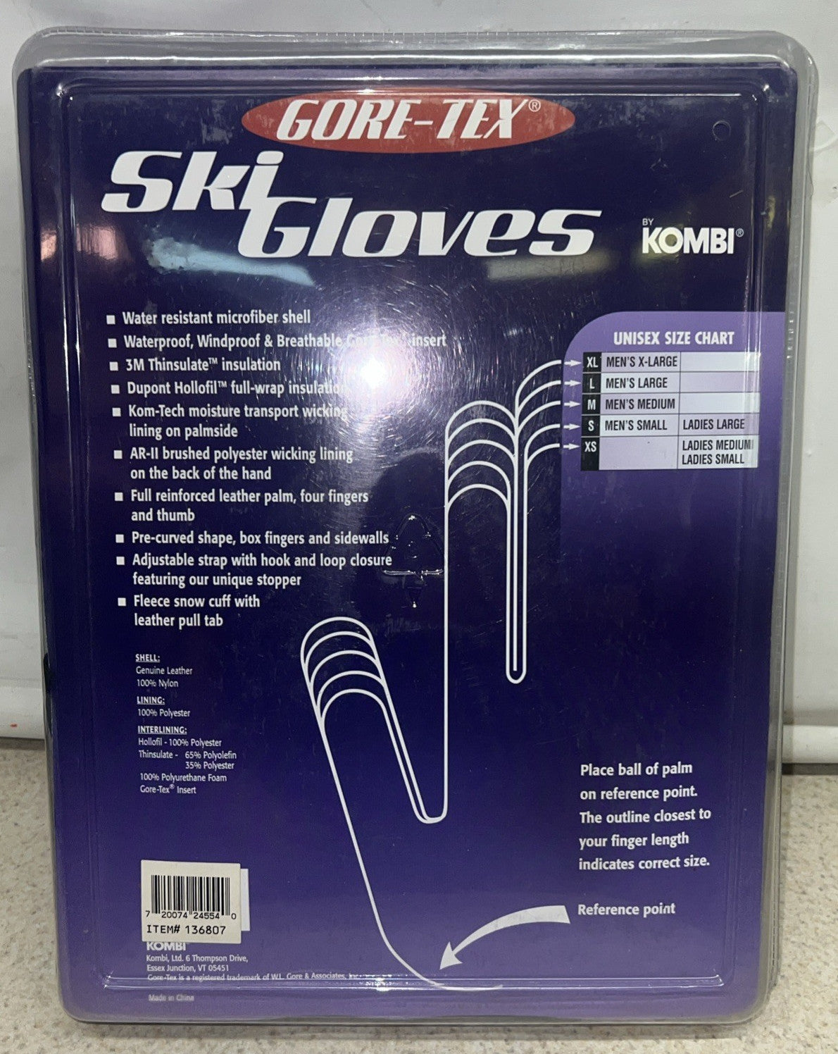 Unisex GORE-TEX Ski Gloves with Thinsulate Insulation - Medium
