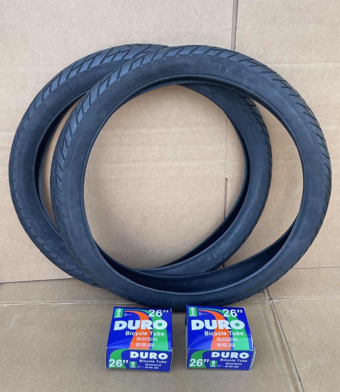 26 Inch Fat Bike Tires and Inner Tubes - Black Cruiser/Ebike 3.0"