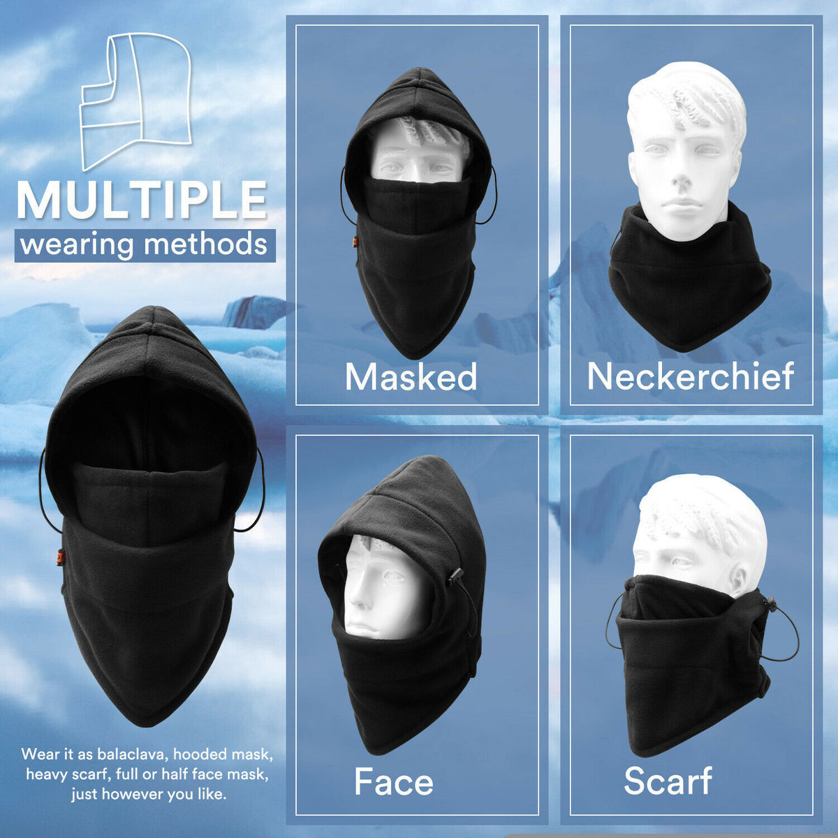 Thermal Fleece Balaclava Mask - Winter Full Face Ski & Snowboard Hat