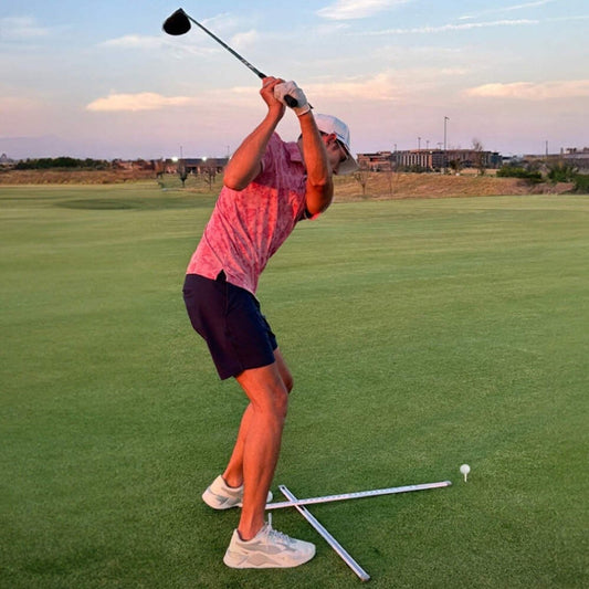 Golf Practice Alignment & Ball Position Guide with Mirror - White