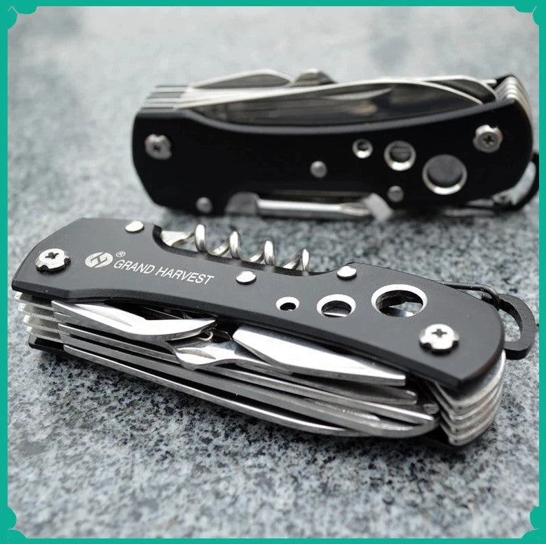 11-in-1 Multitool Folding Knife Compact Survival Pocket Tool for Outdoor Camping
