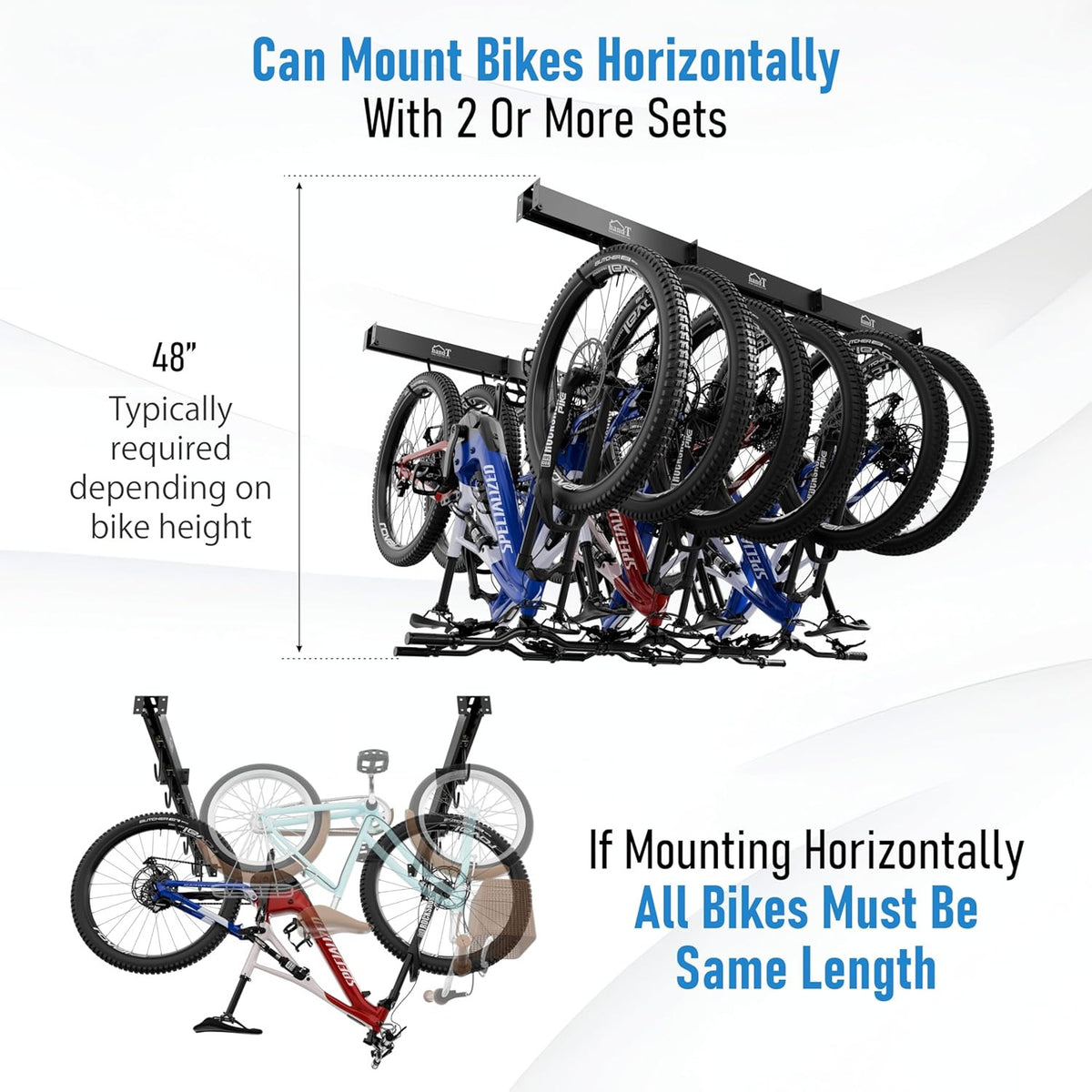Ceiling Bike Rack Mount for 6 Bikes Garage Storage Sliding Ceiling Hanger