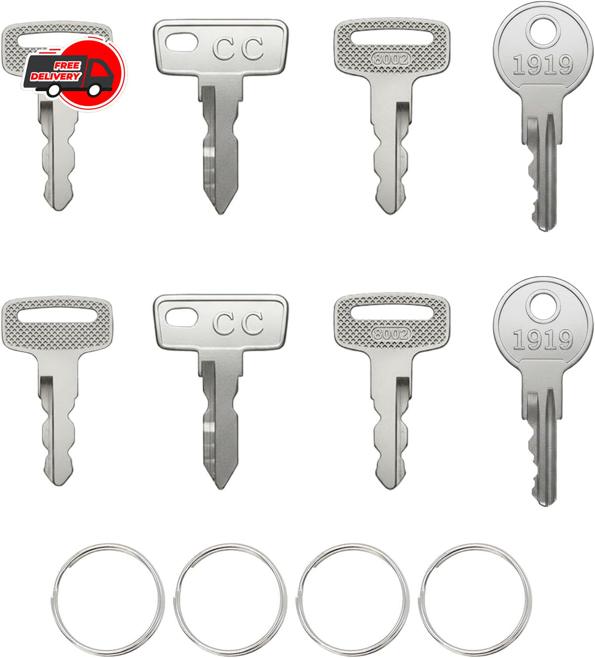 Golf Cart Key Set - 8 Replacement Keys for EZGO, Club Car, Yamaha