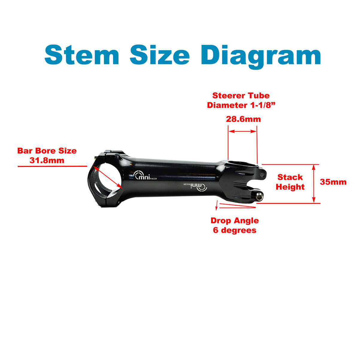Lightweight Bicycle Handlebar Stem 31.8x70mm Alloy with Titanium Bolts