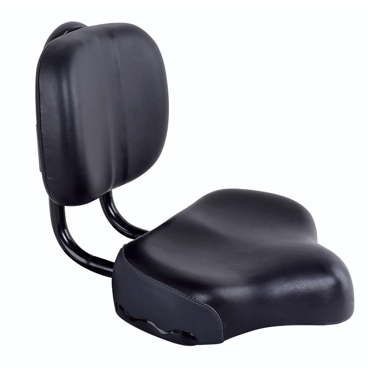 Heavy Duty Bicycle Saddle Seat with Backrest - Wide Comfort Leather Cushion