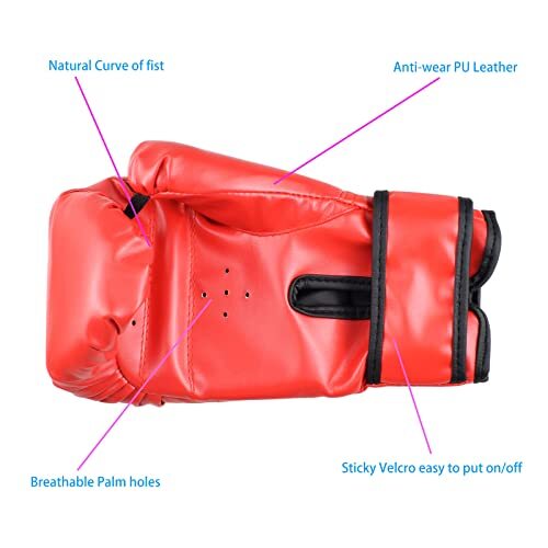 Kids Boxing Gloves for Kickboxing Muay Thai MMA - Red