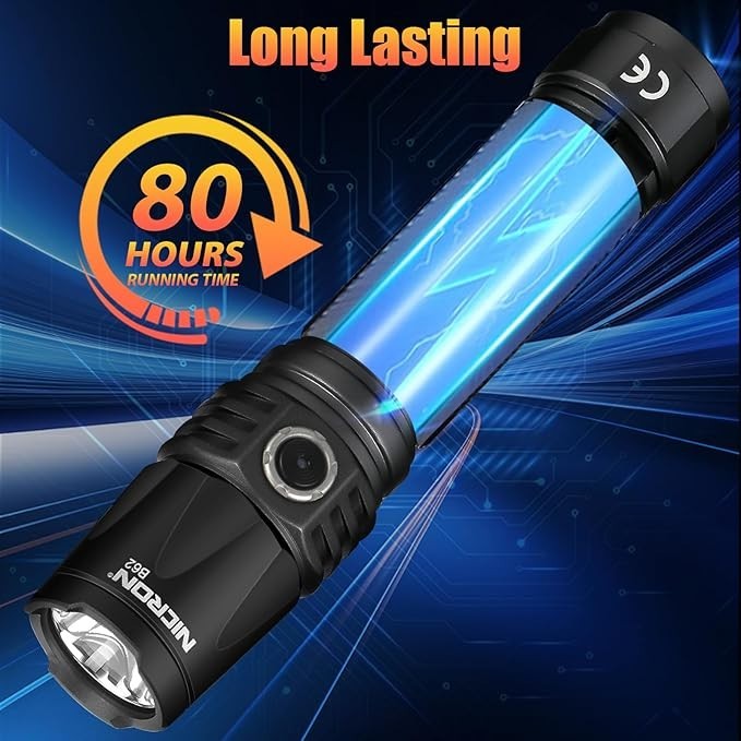 Rechargeable Tactical Flashlight 1000 Lumens with Type C Cable for Camping