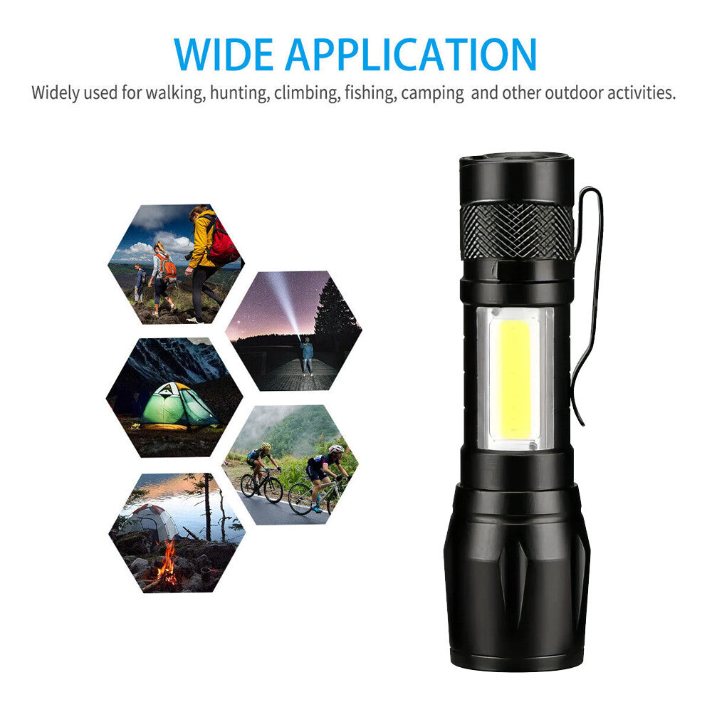 Rechargeable LED Tactical Flashlight 4 Pack with Zoomable Beam & 3 Modes