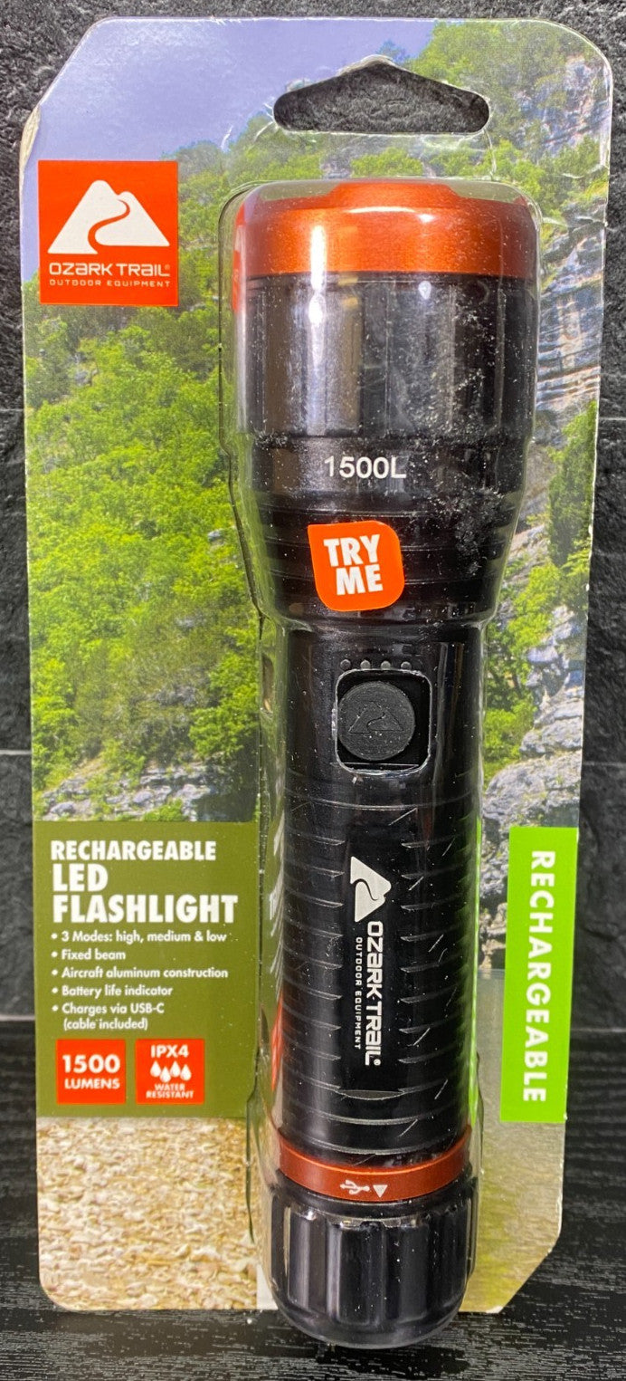 Rechargeable LED Flashlight 1500 Lumens Durable Long-Lasting Outdoor