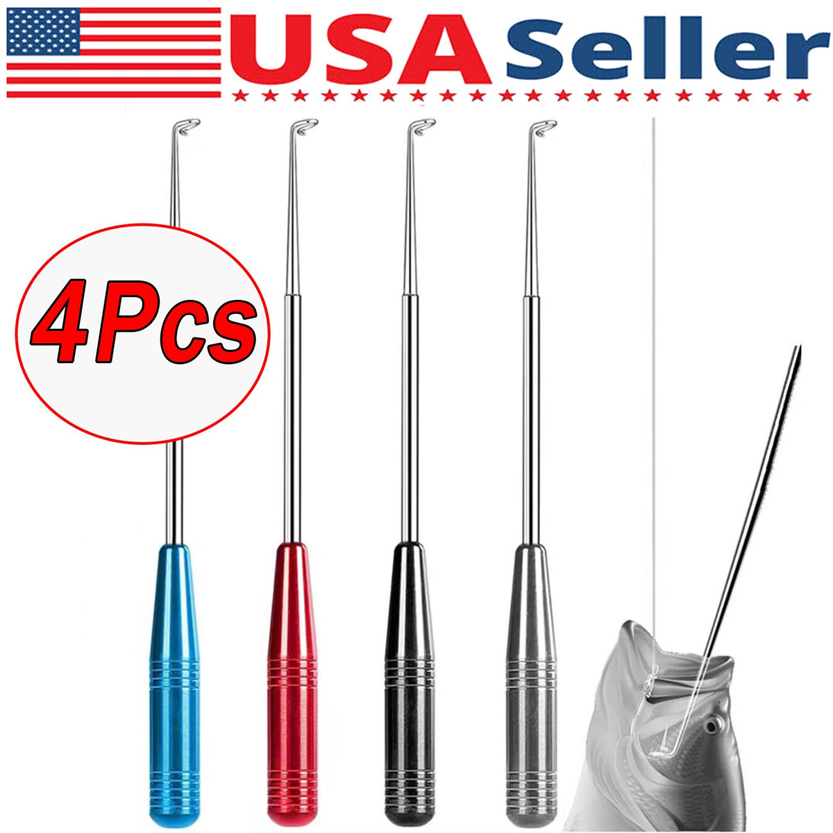 4PCS Fish Hook Remover Set - Quick Release Fishhook Detacher & Safety Tool