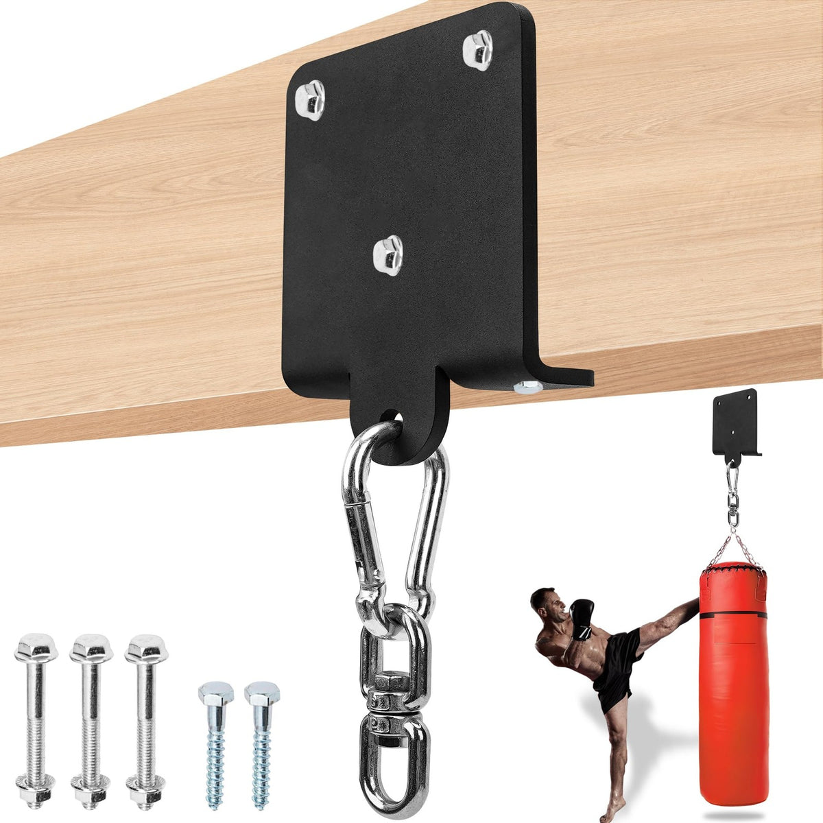 Heavy Duty Wall Mount Boxing Bag Hanger with 360° Rotation and Steel Bracket