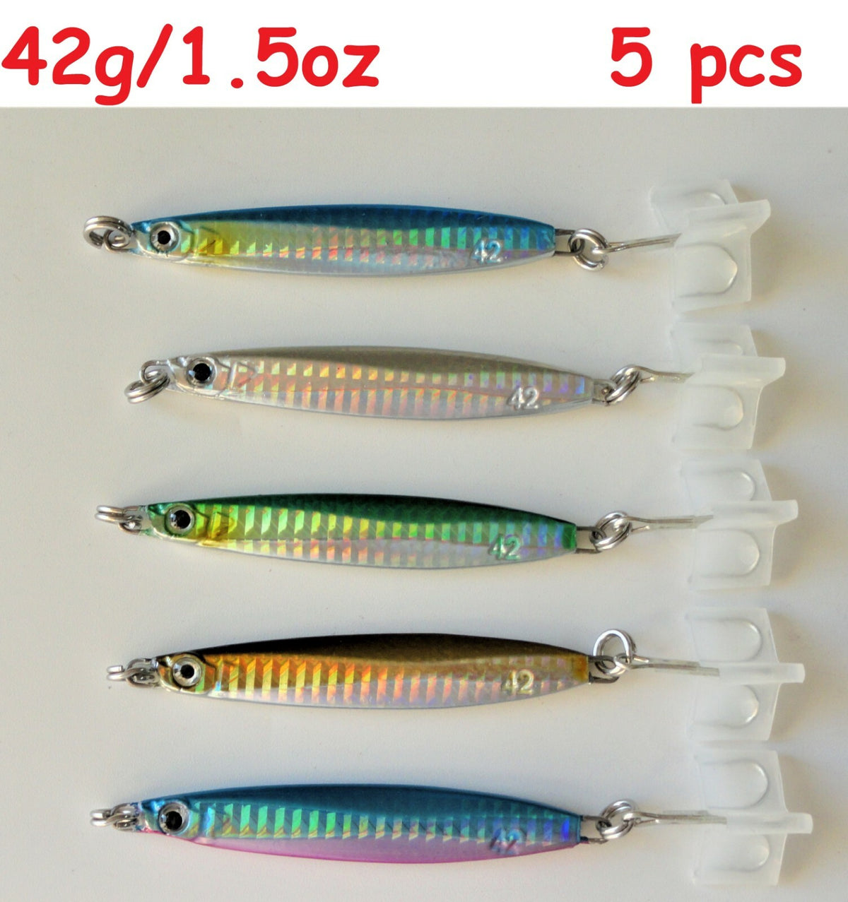 5pcs Metal Jig Fishing Lures 42g/1.5oz Vertical Butterfly Jigs for Saltwater & Freshwater