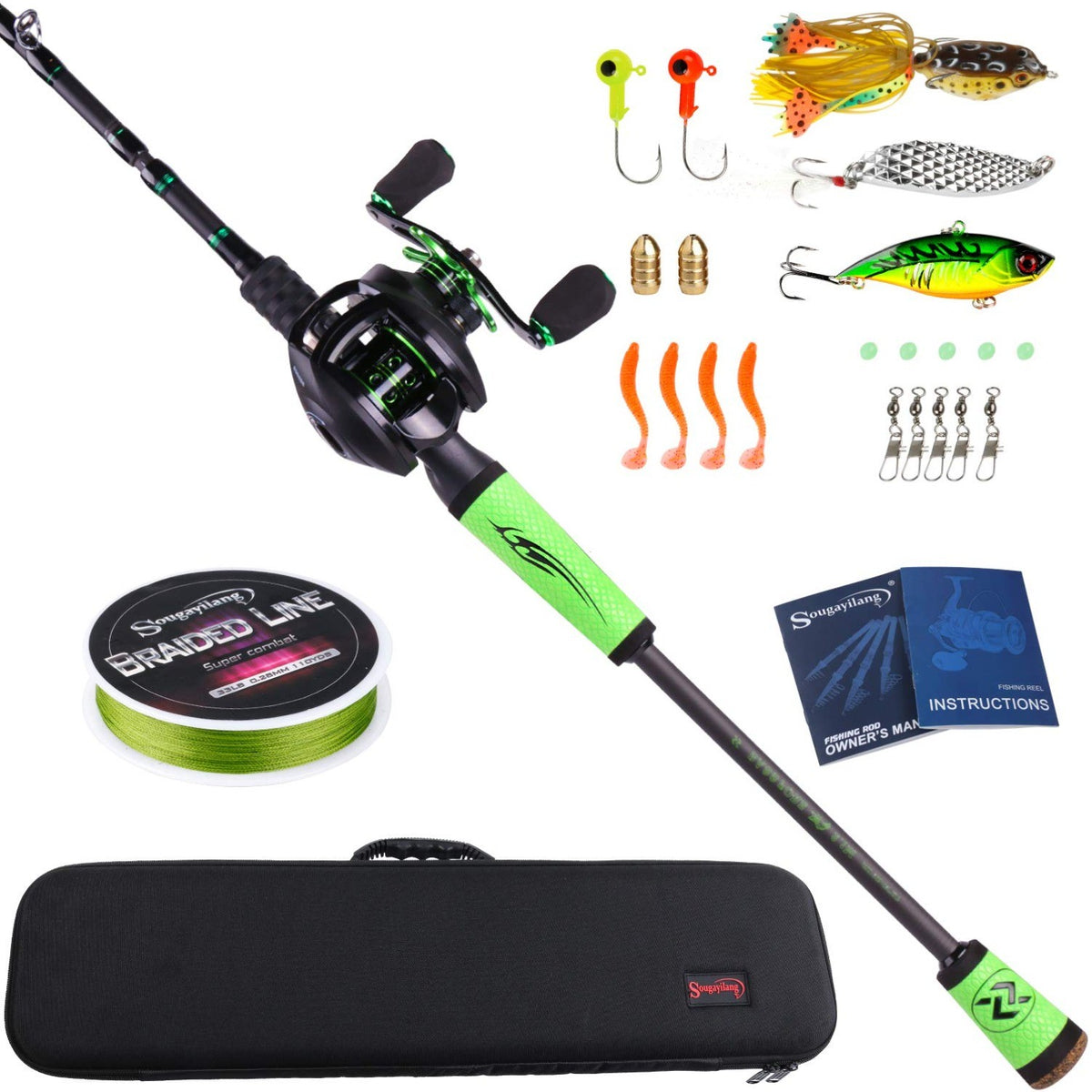 High Carbon Fiber Fishing Rod and Reel Combo 2.1M Casting with Case & Accessories