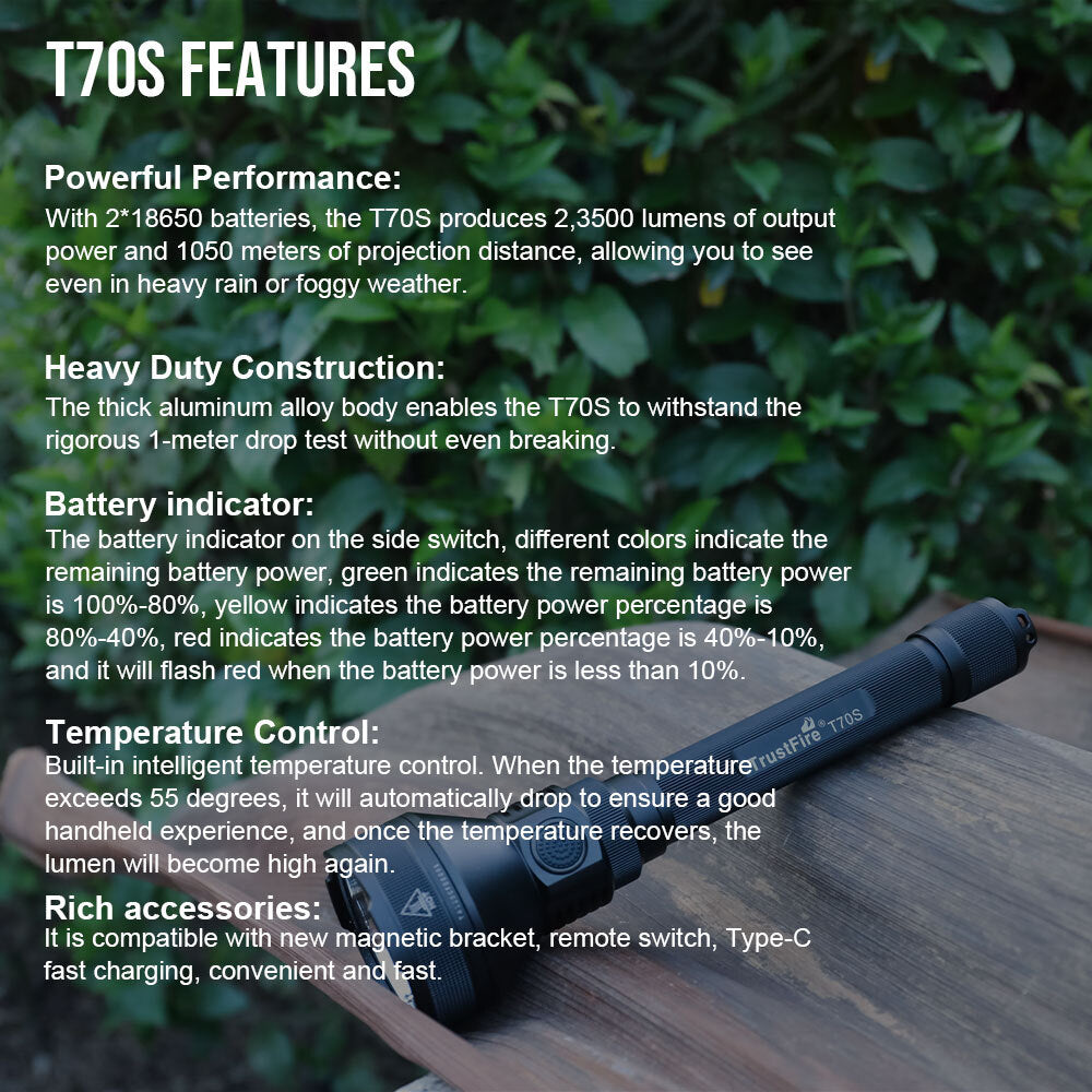 Rechargeable LED Tactical Flashlight 2350LM Long Range Hunting Torch