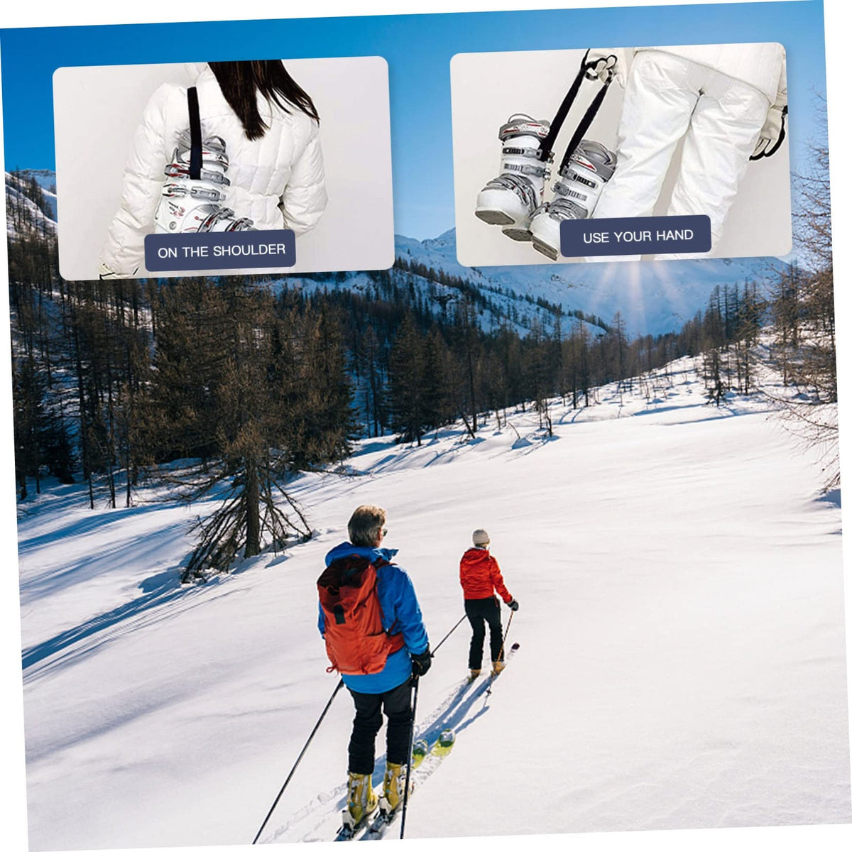 2pcs Ski Boot Carrier Straps for Easy Transportation Snowboard Boot Holder