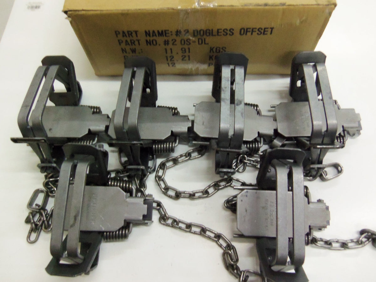 6 Pack Heavy Duty Offset Dogless Coil Spring Traps for Coyote Fox Bobcat Hunting