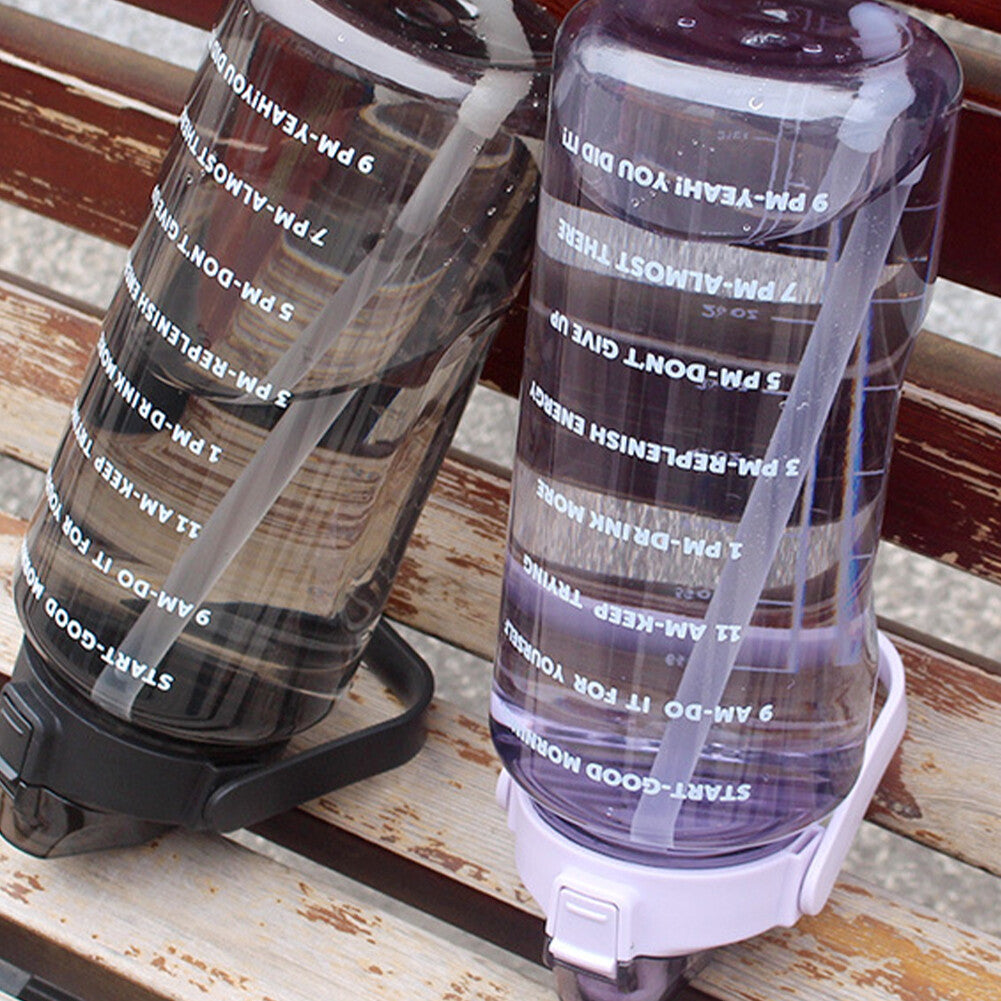 Motivational Half Gallon Water Bottle with Time Marker and Straw - 64 oz BPA Free Hydration Bottle