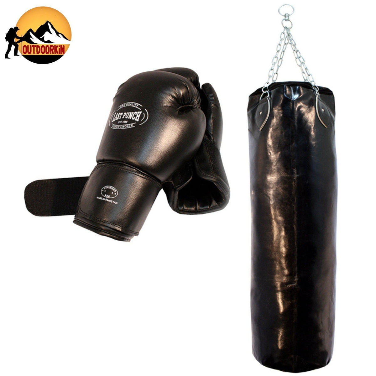 Heavy Duty Boxing Gloves & 54-Inch Punching Bag Set with Chains for Training
