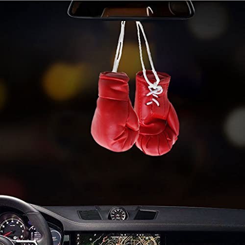 Mini Leather Boxing Gloves for Car & Home Decor - Pink 4x2.3 Inch Set