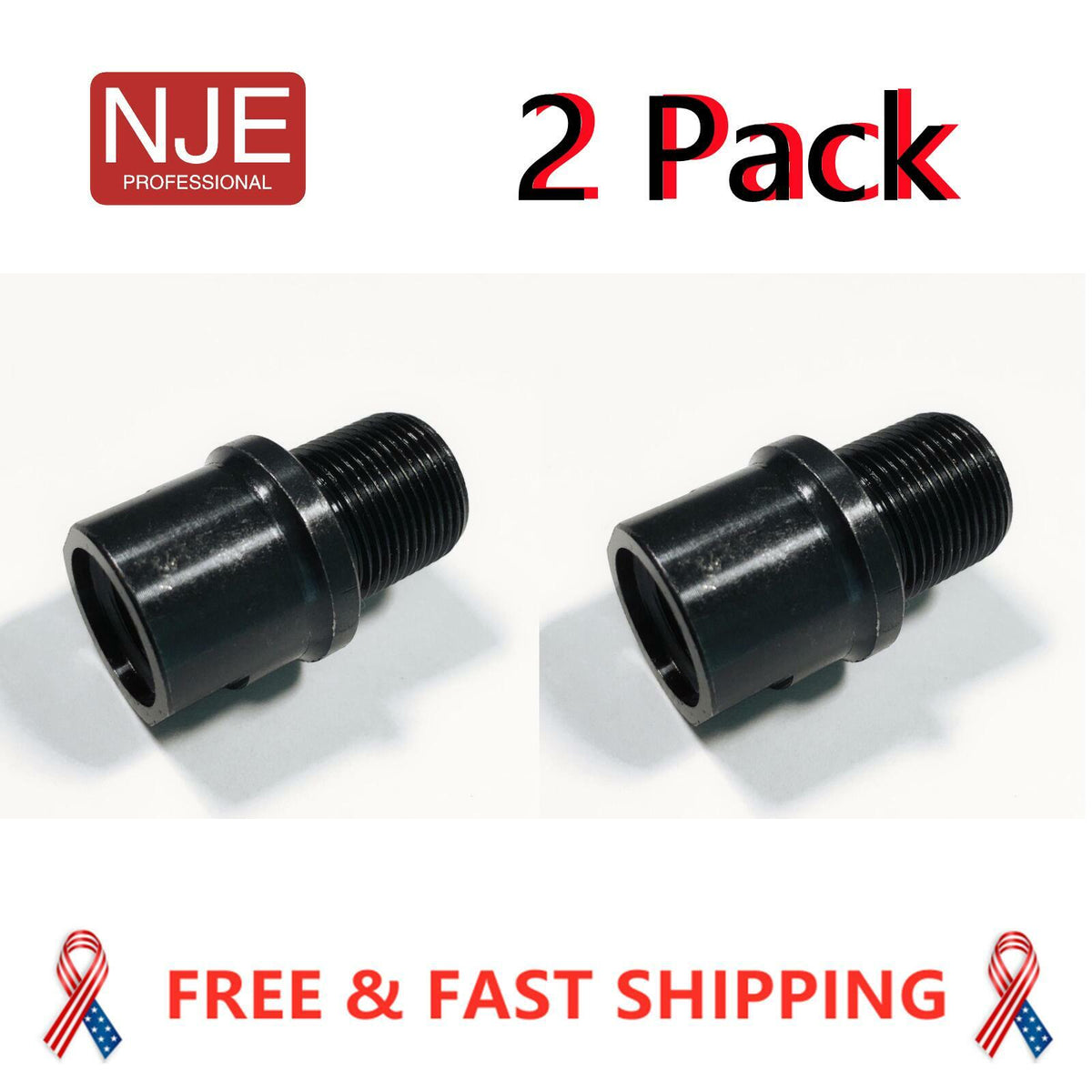 2 Pack Steel 1/2x28 to 5/8x24 Thread Adapters - Heavy Duty Metal Connectors