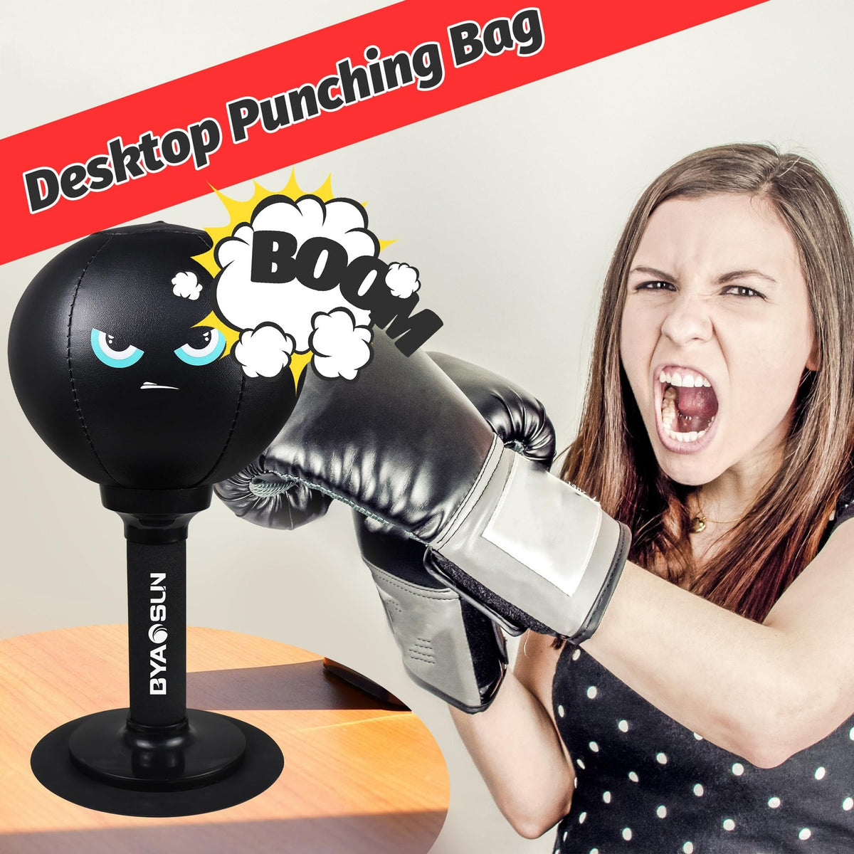 Desktop Punching Bag with Suction Cup Base for Stress Relief and Boxing Training