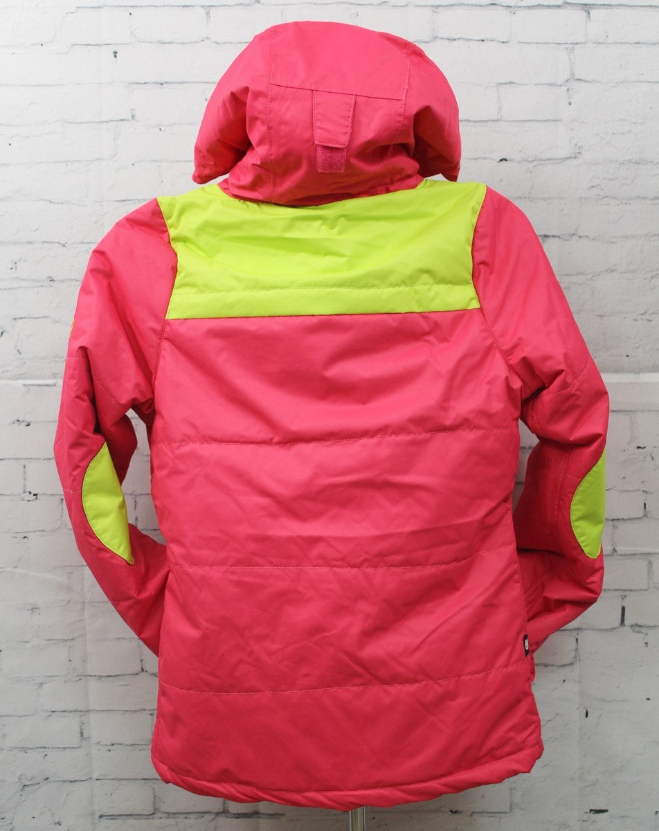 Girls Insulated Snowboard Jacket with Fuschia Colorblock, Medium