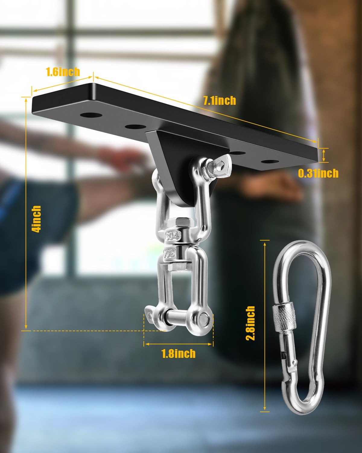Heavy Duty Ceiling Mount Swivel Hook for Gym, Hammock, Swing, Punch Bag