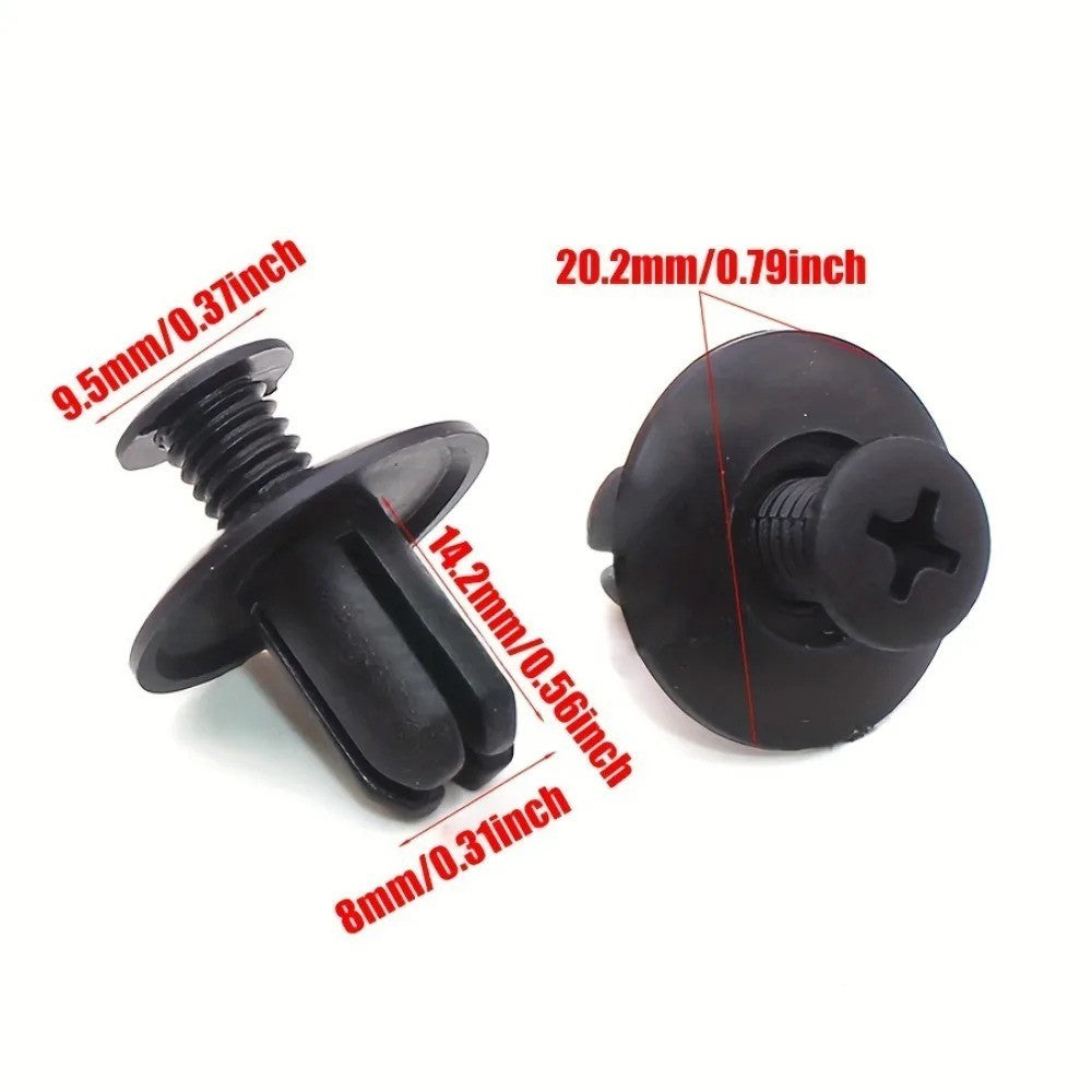 100PCS 8mm Car Plastic Rivets Fastener Clips Bumper Fender Trim