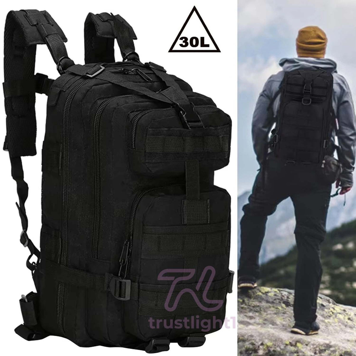 30L Waterproof Military Molle Tactical Hiking Backpack for Camping & Outdoors