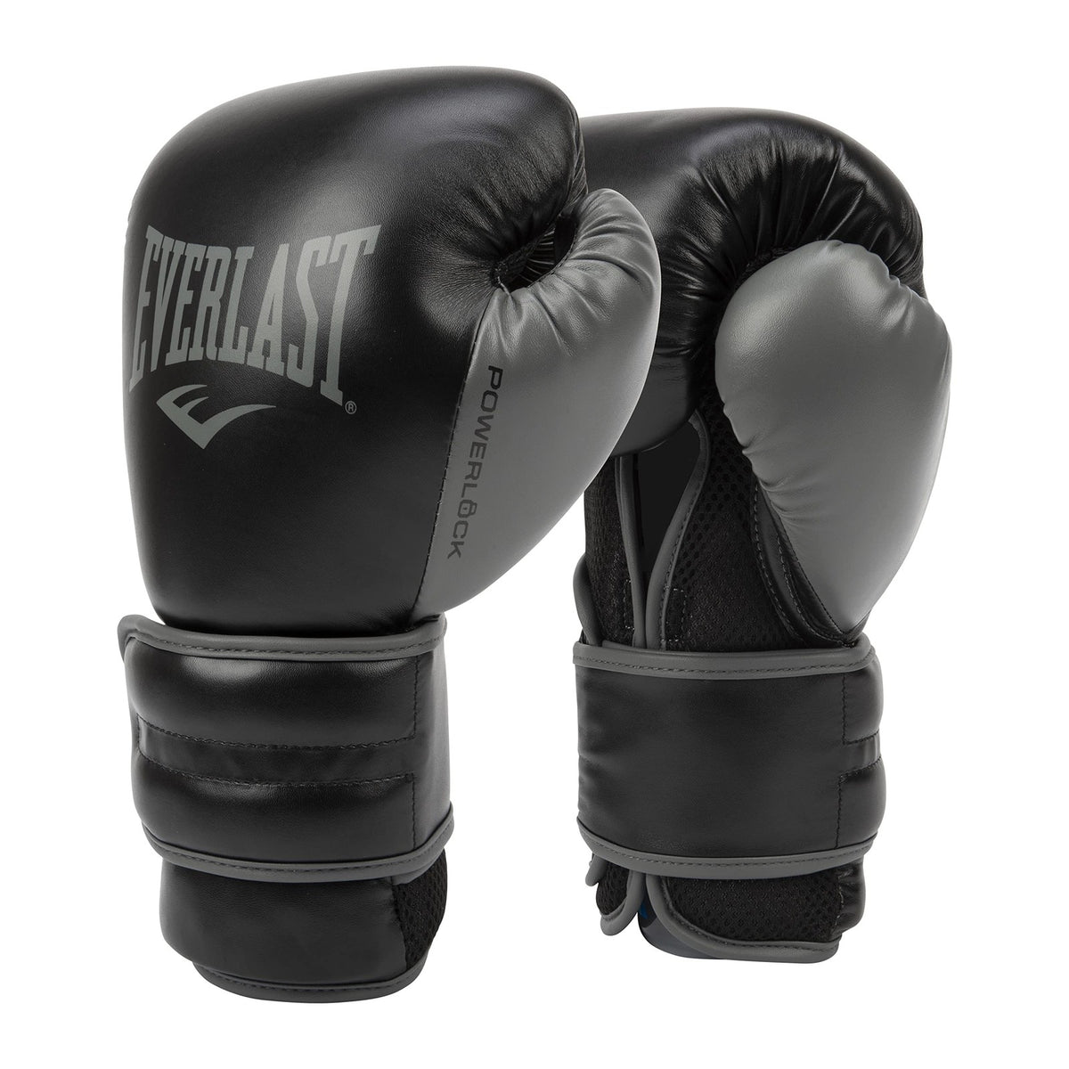Everlast Powerlock 2 Boxing Gloves - Heavy Bag, 16 oz, Black & Gray