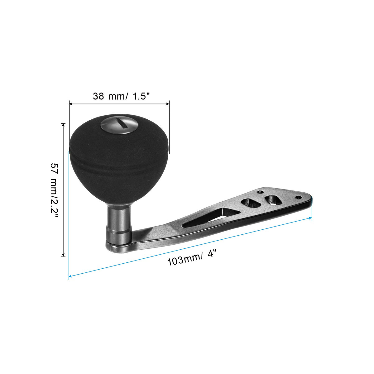 Metal Baitcasting Fishing Reel Handle Knob with EVA Grip Silver