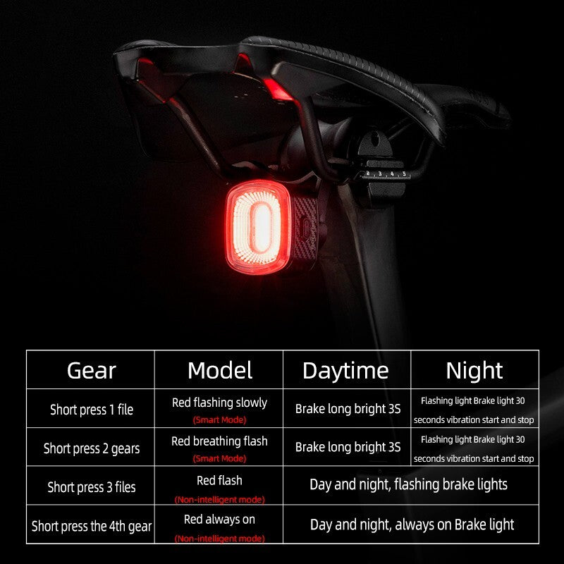 Rear Bike Light with Smart Brake Alert & Flashing Tail Light for Cycling