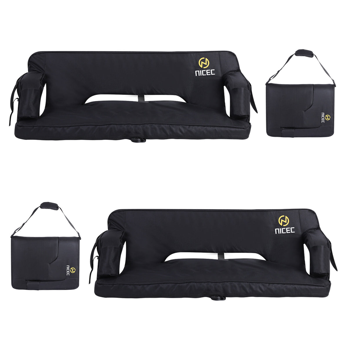 Oversized Stadium Seat with Back Support | Double Bleacher Cushion, Foldable & Padded