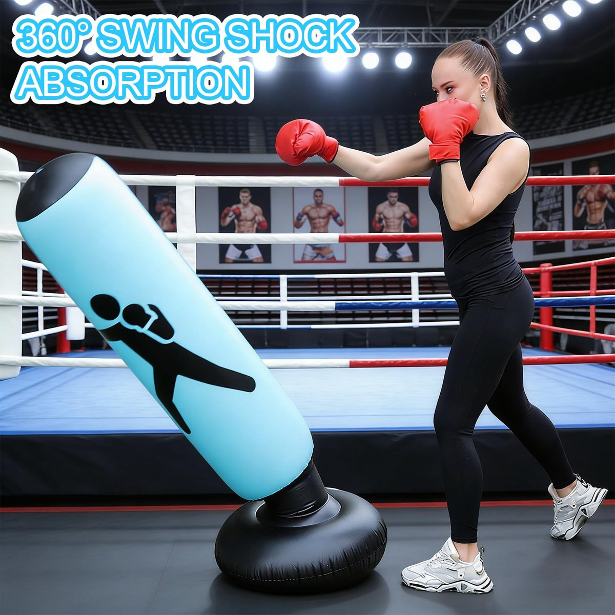 Heavy Duty Inflatable Boxing Punching Bag with 4-Inch Pump for Adults and Kids