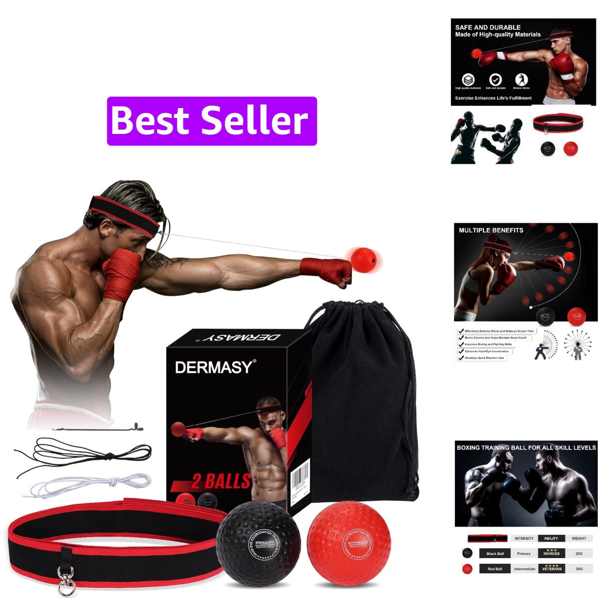 Boxing Reflex Ball Set with Headband for Reaction Speed and Fitness